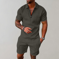 Víctor | Polo con Cremallera y Shorts Hombre Manga Corta Texturizado